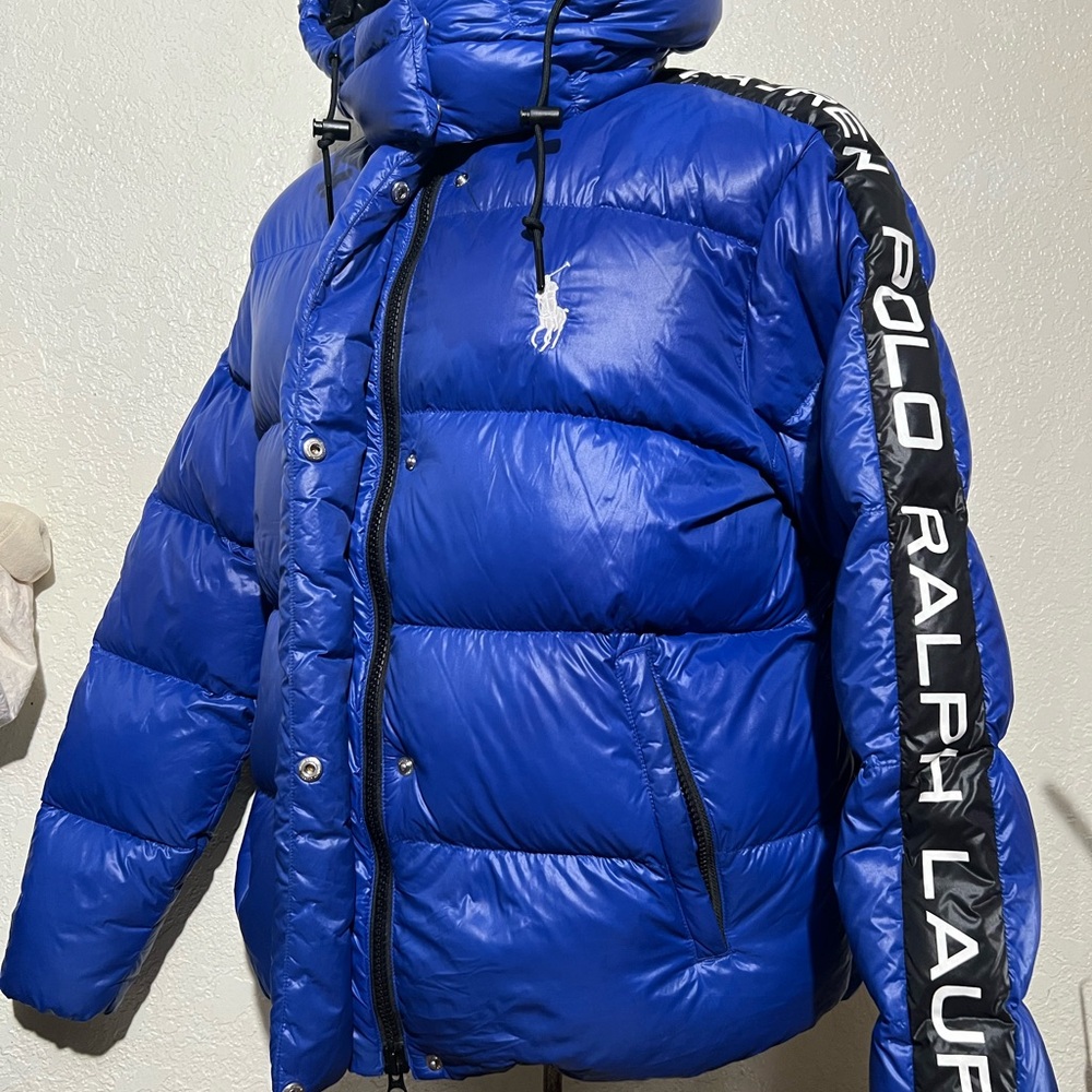 Polo by Ralph Lauren Royal Blue Quilted Puffer Jacket with Logo Tape